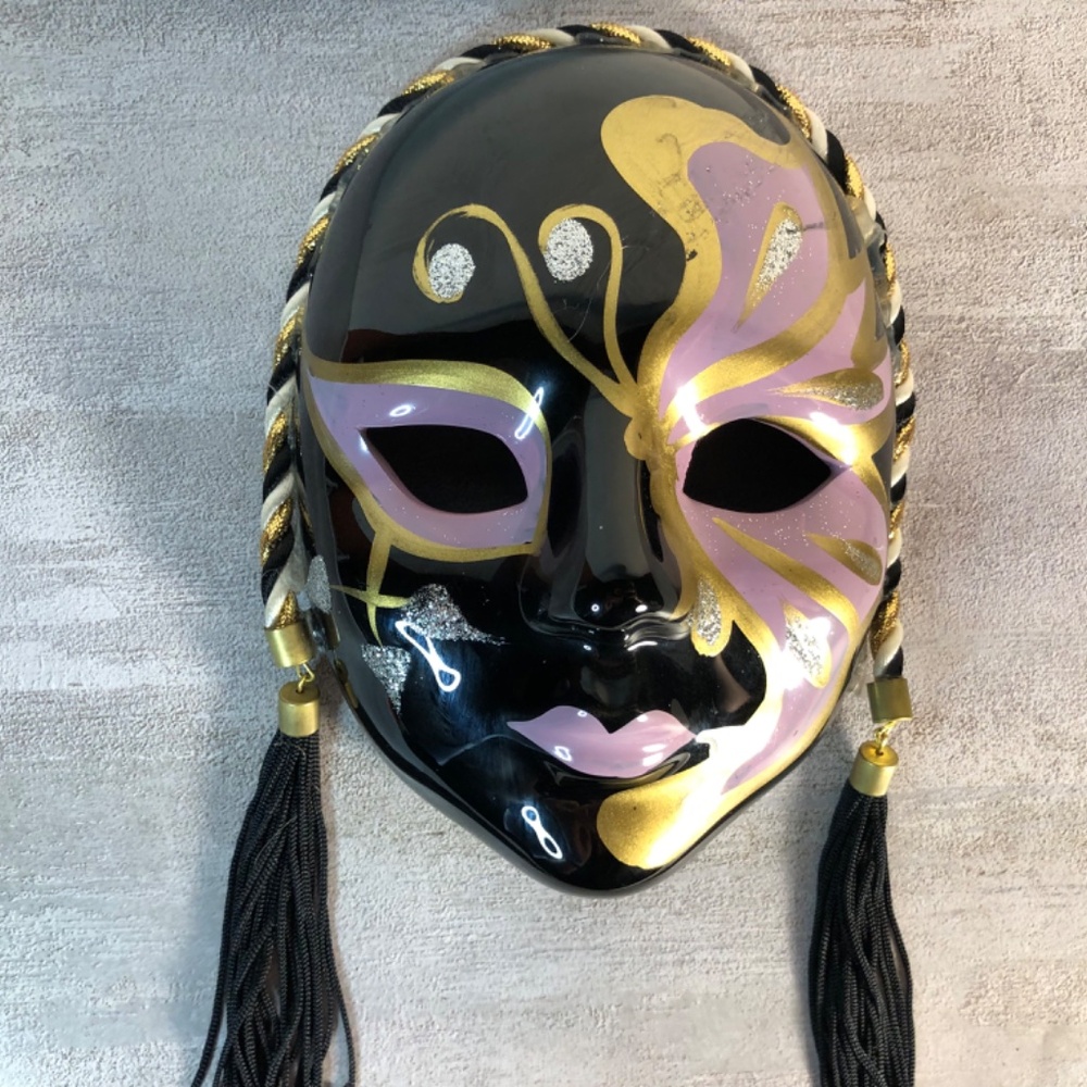 Vintage 80s Harlequin Venetian - decorative ceramic mask - Picture 2 of 8